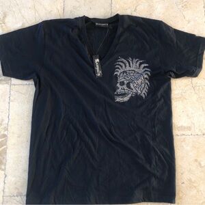 Rawyalty Black Rhinestone Skull Graphic T-Shirt